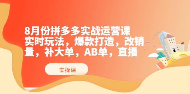 8月份拼多多实战运营课，实时玩法，爆款打造，改销量，补大单，AB单，直播-悟空知识星球