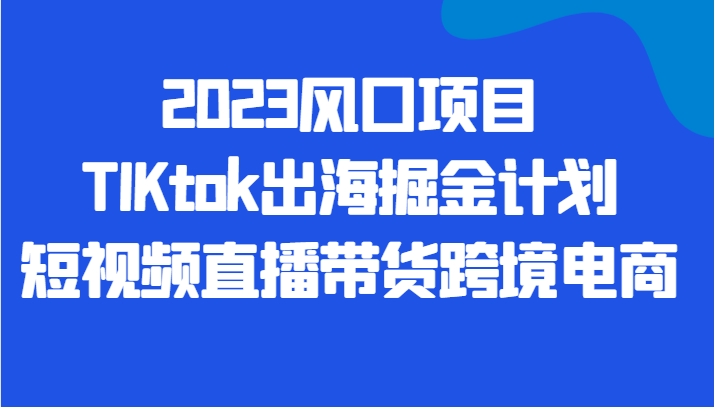 2023风口项目TIKtok出海掘金计划短视频直播带货跨境电商-悟空知识星球