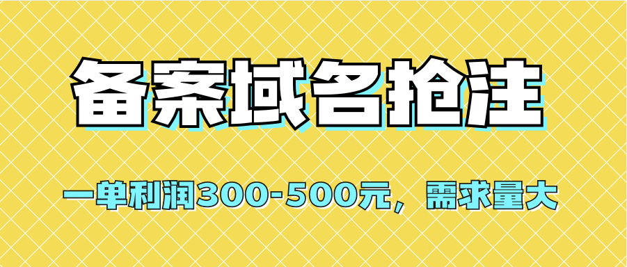 【全网首发】备案域名抢注，一单利润300-500元，需求量大-悟空知识星球