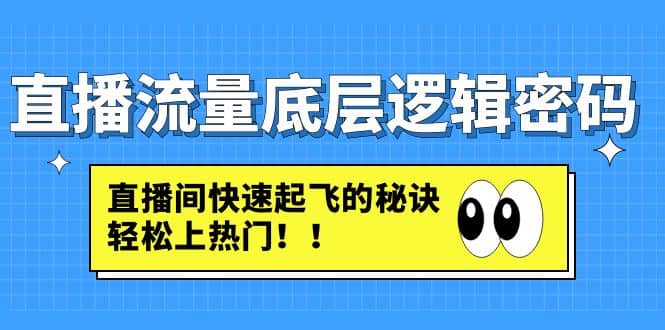 直播流量底层逻辑密码：直播间快速起飞的秘诀，轻松上热门-悟空知识星球