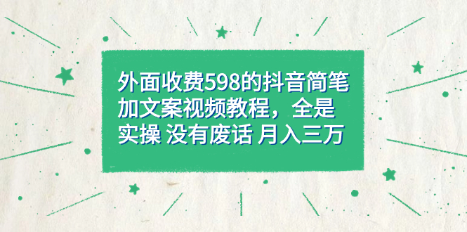 外面收费598抖音简笔加文案教程，全是实操 没有废话 月入三万（教程+资料）-悟空知识星球