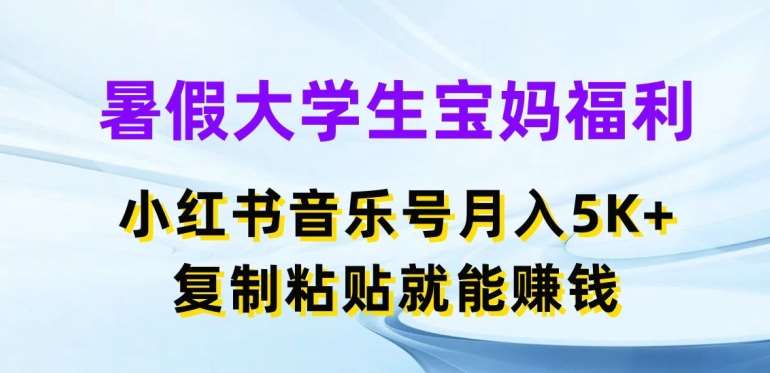 暑假大学生宝妈福利,小红书音乐号月入5000+,复制粘贴就能赚钱【揭秘】-悟空知识星球