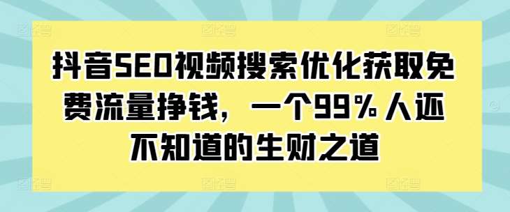 抖音SEO视频搜索优化获取免费流量挣钱，一个99%人还不知道的生财之道-悟空知识星球