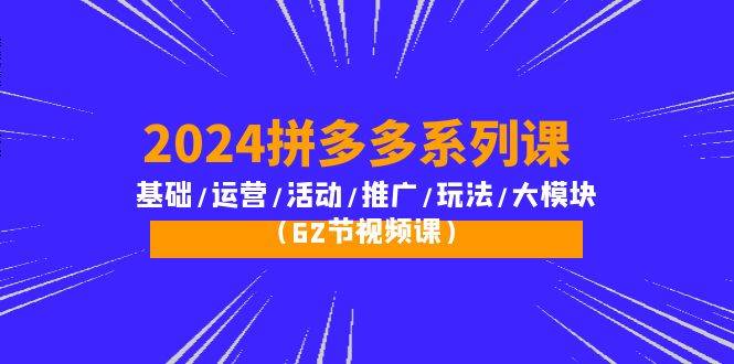 （10019期）2024拼多多系列课：基础/运营/活动/推广/玩法/大模块（62节视频课）-悟空知识星球