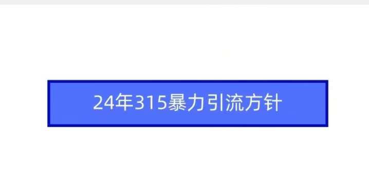 24年315暴力引流方针-悟空知识星球