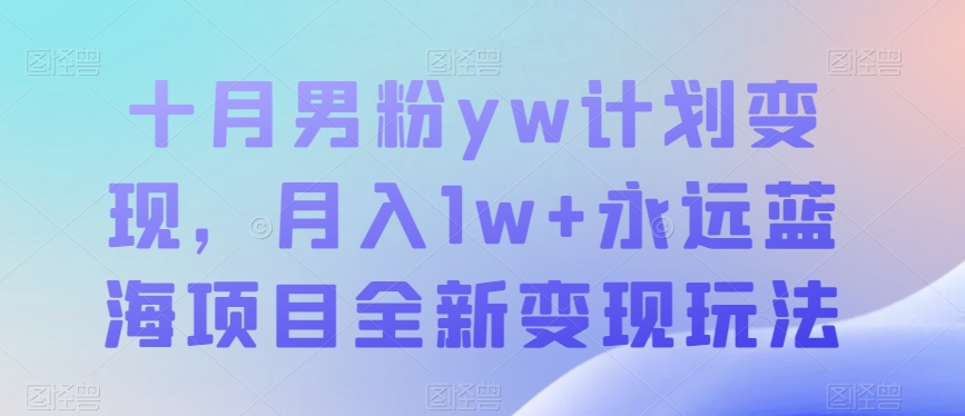 十月男粉yw计划变现，月入1w+永远蓝海项目全新变现玩法【揭秘】-悟空知识星球
