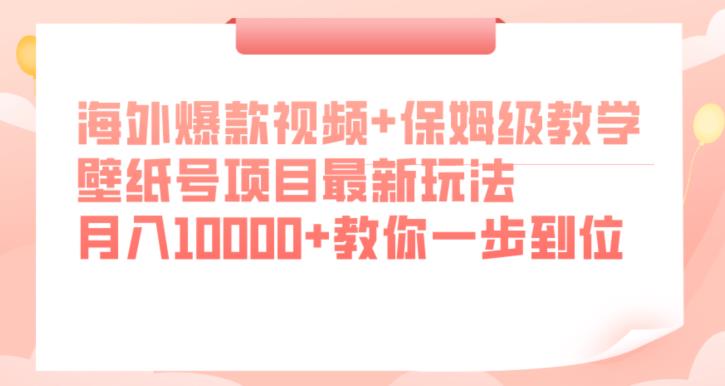 海外爆款视频+保姆级教学，壁纸号项目最新玩法，月入10000+教你一步到位【揭秘】-悟空知识星球