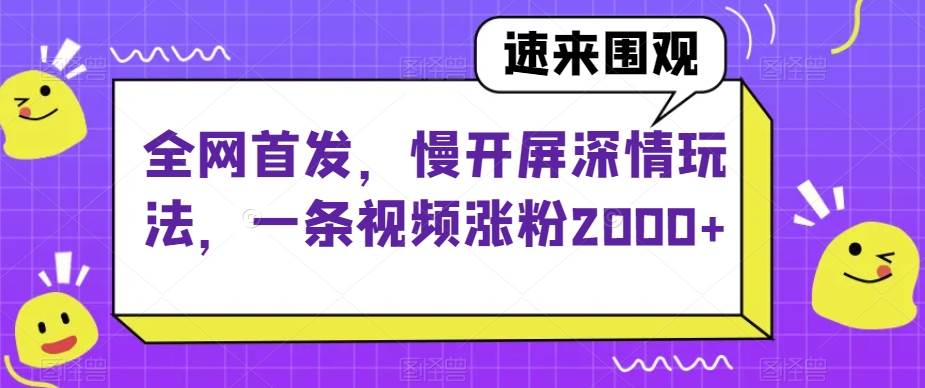 全网首发，慢开屏深情玩法，一条视频涨粉2000+【揭秘】-悟空知识星球