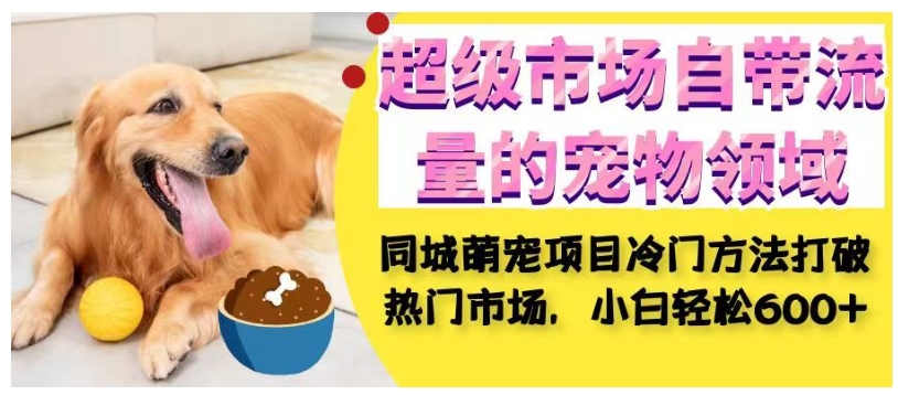 超级市场自带流量的宠物领域，同城萌宠项目冷门方法打破热门市场，小白轻松600+-悟空知识星球