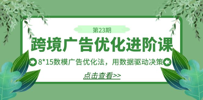 跨境广告·优化进阶课·第23期，8*15数模广告优化法，用数据驱动决策-悟空知识星球