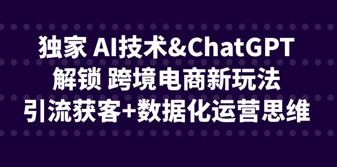 独家 AI技术&ChatGPT解锁 跨境电商新玩法,引流获客+数据化运营思维-悟空知识星球