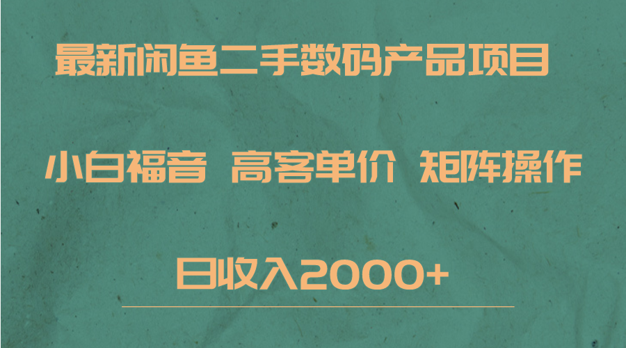 最新闲鱼二手数码赛道，小白福音，高客单价，矩阵操作，日收入2000+-悟空知识星球
