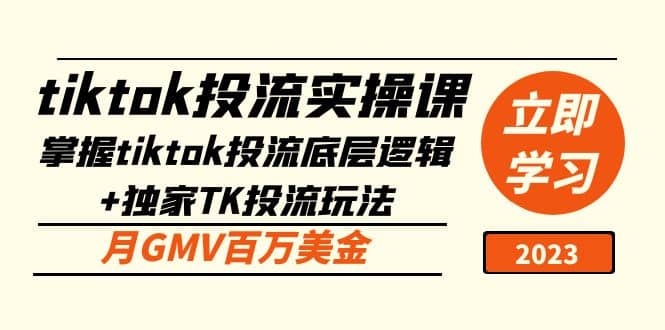 tiktok投流实操课：掌握tiktok投流底层逻辑+独家TK投流玩法-悟空知识星球