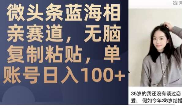 微头条蓝海相亲赛道，无脑复制粘贴，单账号日入100+-悟空知识星球
