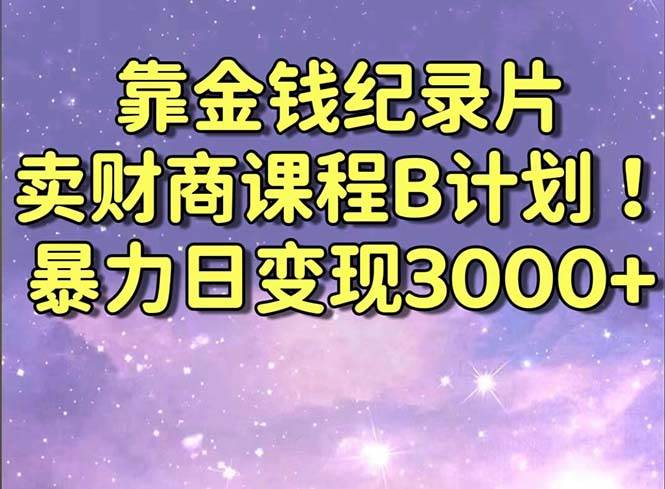 （8944期）靠金钱纪录片卖财商课程B计划！暴力日变现3000+，喂饭式干货教程！-悟空知识星球