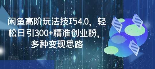 闲鱼高阶玩法技巧4.0，轻松日引300+精准创业粉，多种变现思路-悟空知识星球