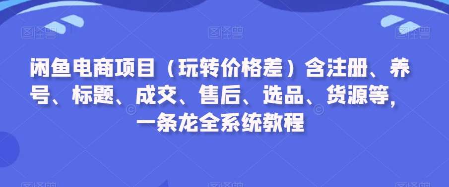 闲鱼电商项目（玩转价格差）含注册、养号、标题、成交、售后、选品、货源等，一条龙全系统教程-悟空知识星球