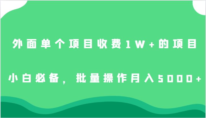 外面单个项目收费1W+的项目，小白必备，批量操作月入5000+-悟空知识星球