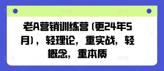 老A营销训练营(更24年6月)，轻理论，重实战，轻概念，重本质-悟空知识星球