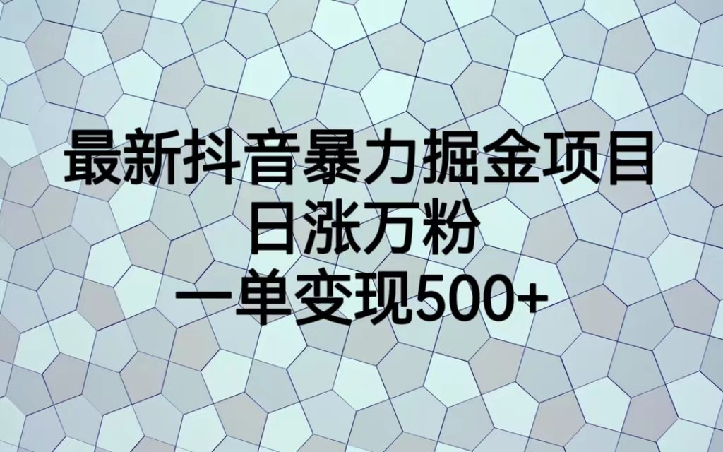 最新抖音暴力掘金项目，日涨万粉，一单变现500+-悟空知识星球