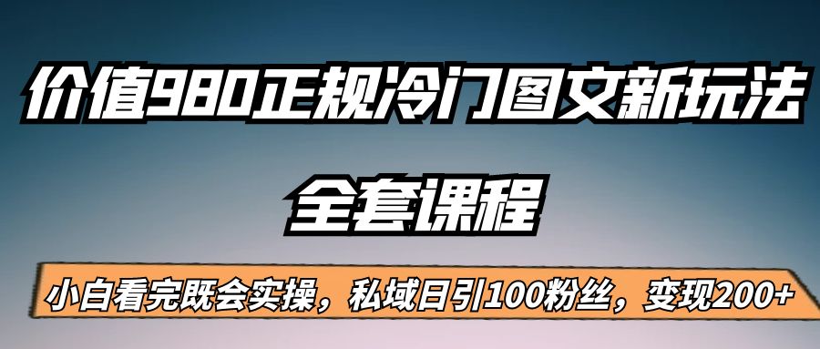 外面卖980的正规冷门图文新玩法，私域日引100粉丝，变现200+-悟空知识星球
