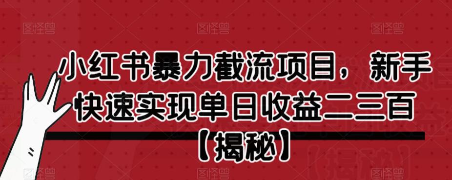 小红书暴力截流项目，新手快速实现单日收益二三百【仅揭秘】-悟空知识星球