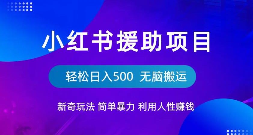 小红书援助项目新奇玩法，简单暴力，无脑搬运轻松日入500【揭秘】-悟空知识星球