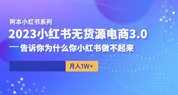 阿本小红书无货源电商3.0，告诉你为什么你小红书做不起来-悟空知识星球