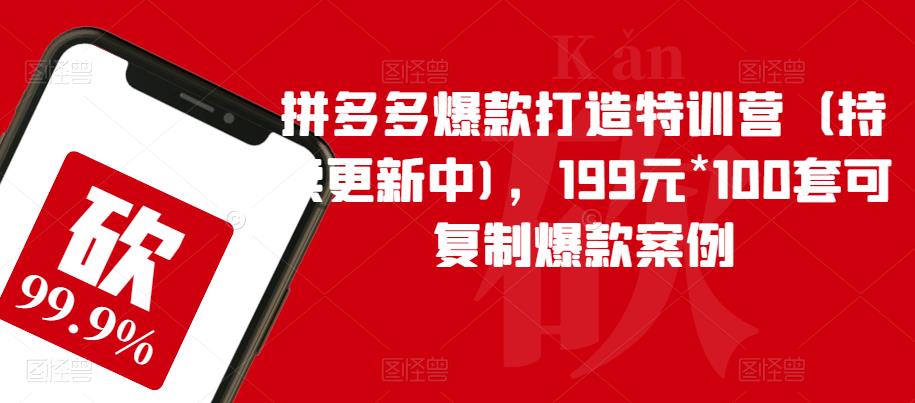 拼多多爆款打造特训营（持续更新中)，199元*100套可复制爆款案例-悟空知识星球