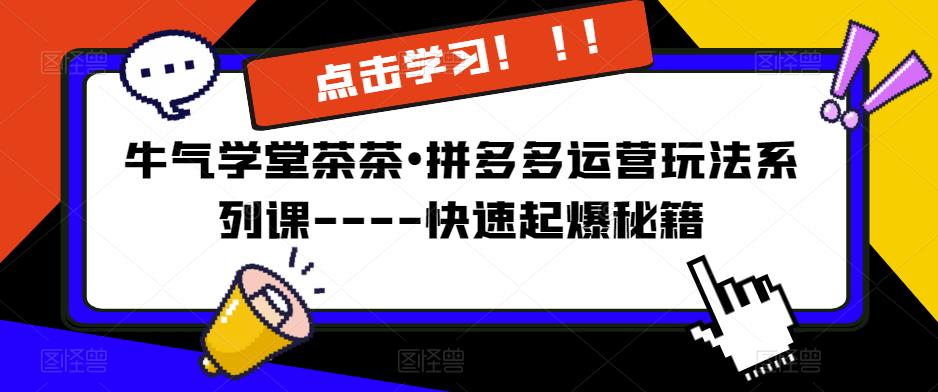 牛气学堂茶茶•拼多多运营玩法系列课—-快速起爆秘籍【更新】-悟空知识星球