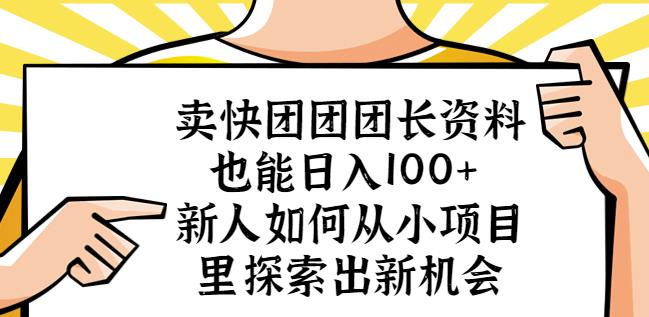 卖快团团团长资料也能日入100+新人如何从小项目里探索出新机会-悟空知识星球