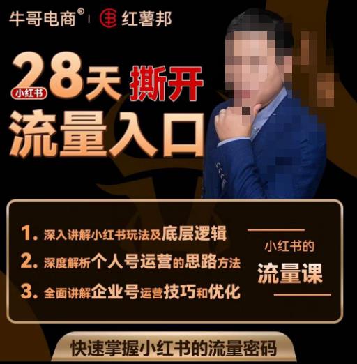牛哥电商红薯邦28天撕开小红书流量入口，小红书运营系列课，快速掌握小红书的流量密码-悟空知识星球