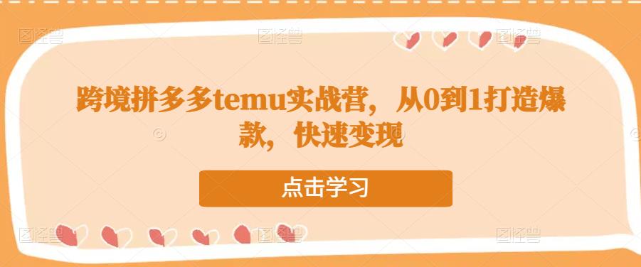 跨境拼多多temu实战营，从0到1打造爆款，快速变现-悟空知识星球