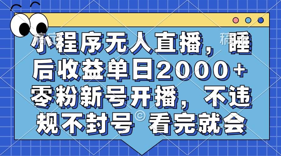 （13251期）小程序无人直播，睡后收益单日2000+ 零粉新号开播，不违规不封号 看完就会-悟空知识星球