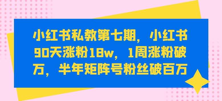 小红书私教第七期，小红书90天涨粉18w，1周涨粉破万，半年矩阵号粉丝破百万-悟空知识星球