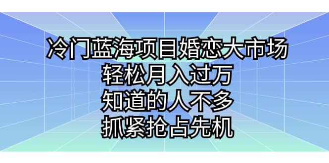 冷门蓝海项目婚恋大市场，轻松月入过万，知道的人不多，抓紧抢占先机-悟空知识星球