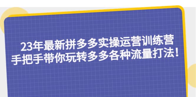 23年最新拼多多实操运营训练营：手把手带你玩转多多各种流量打法！-悟空知识星球