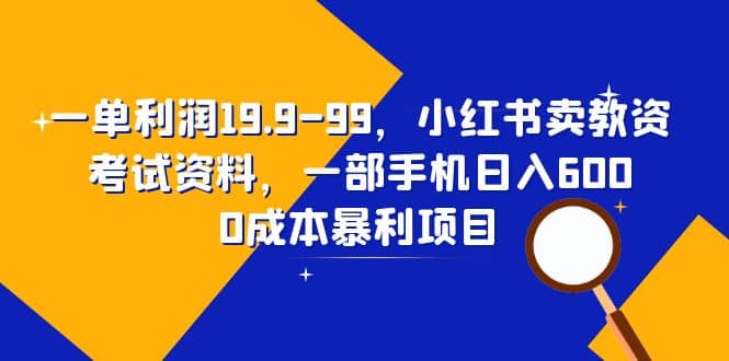 一单利润19.9-99，小红书卖教资考试资料，一部手机日入600（教程+资料）-悟空知识星球
