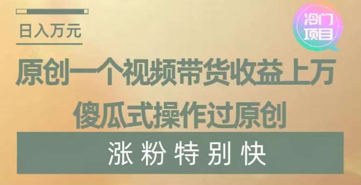 原创一个视频带货收益上万，傻瓜式操作过原创，几分钟做一个视频涨粉特别快【揭秘】-悟空知识星球