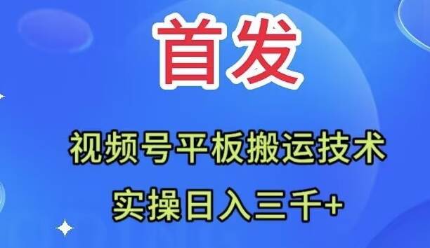 （7843期）全网首发：视频号平板搬运技术，实操日入三千＋-悟空知识星球