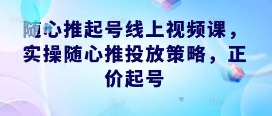 随心推起号线上视频课，实操随心推投放策略，正价起号-悟空知识星球