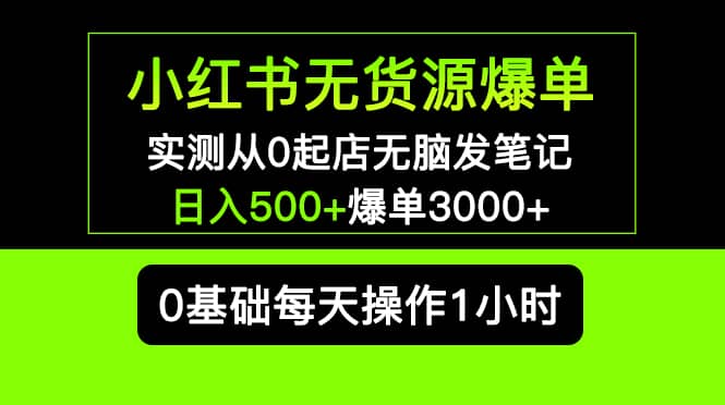 小红书无货源爆单 实测从0起店无脑发笔记爆单3000+长期项目可多店-悟空知识星球