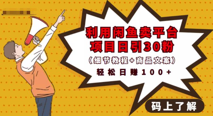 利用闲鱼卖平台项目课程资源日引流30+精准粉丝，轻松日赚100+，积累人脉可实现二次变现（细节教程+商品文案）-悟空知识星球