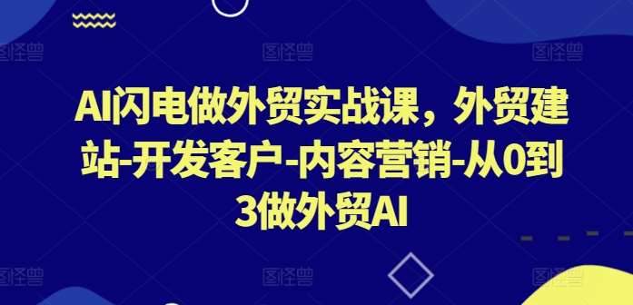 AI闪电做外贸实战课，​外贸建站-开发客户-内容营销-从0到3做外贸AI-悟空知识星球