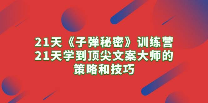 (10210期)21天《子弹秘密》训练营,21天学到顶尖文案大师的策略和技巧-悟空知识星球
