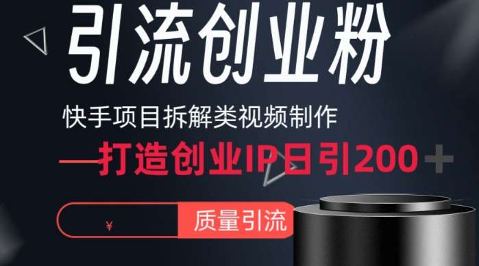 快手项目拆解类视频详细制作流程打造个人IP，单日引流200+高质量创业粉【揭秘】-悟空知识星球