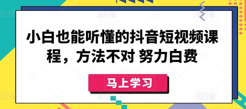 小白也能听懂的抖音短视频课程，方法不对 努力白费-悟空知识星球