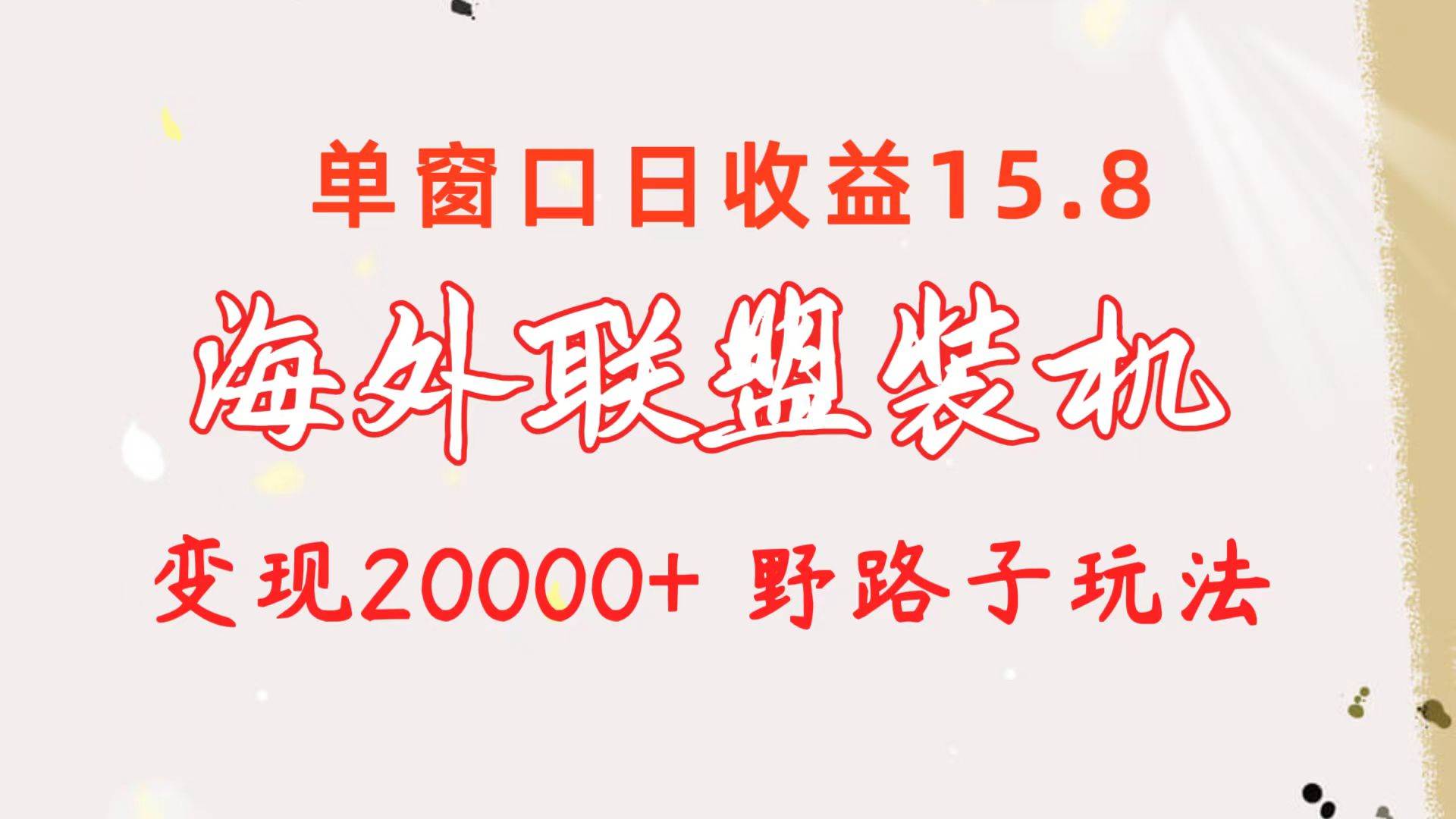 (10475期)海外联盟装机 单窗口日收益15.8 变现20000+ 野路子玩法-悟空知识星球