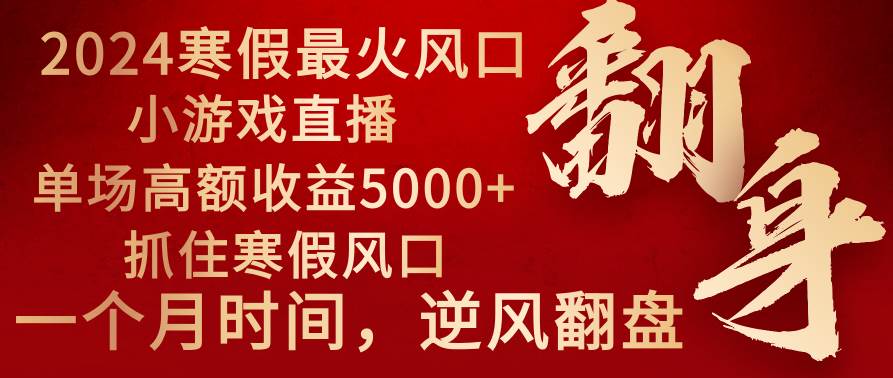 (8766期)2024年最火寒假风口项目 小游戏直播 单场收益5000+抓住风口 一个月直接提车-悟空知识星球