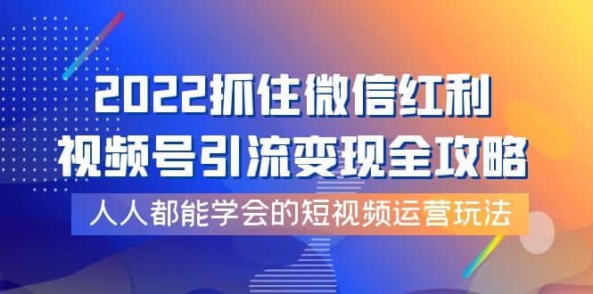 2022抓住微信红利，视频号引流变现全攻略，人人都能学会的短视频运营玩法-悟空知识星球